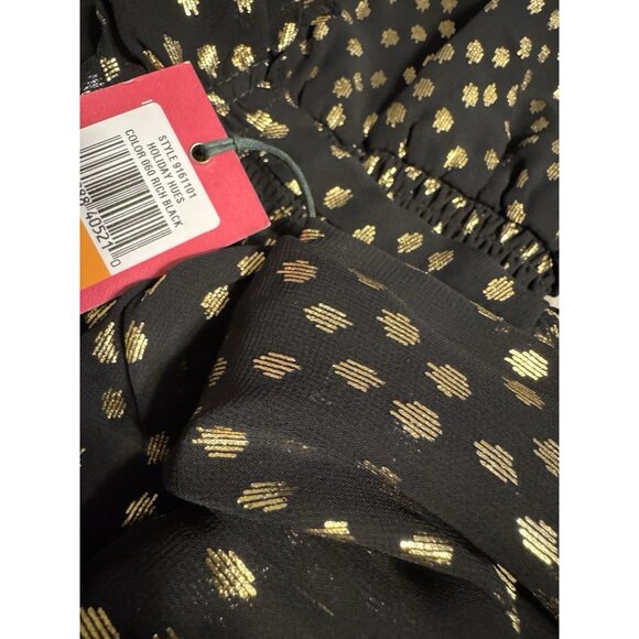 Vince Camuto Holiday Top Gold Black Sleeve Small Long Sleeve NEW - Picture 10 of 11